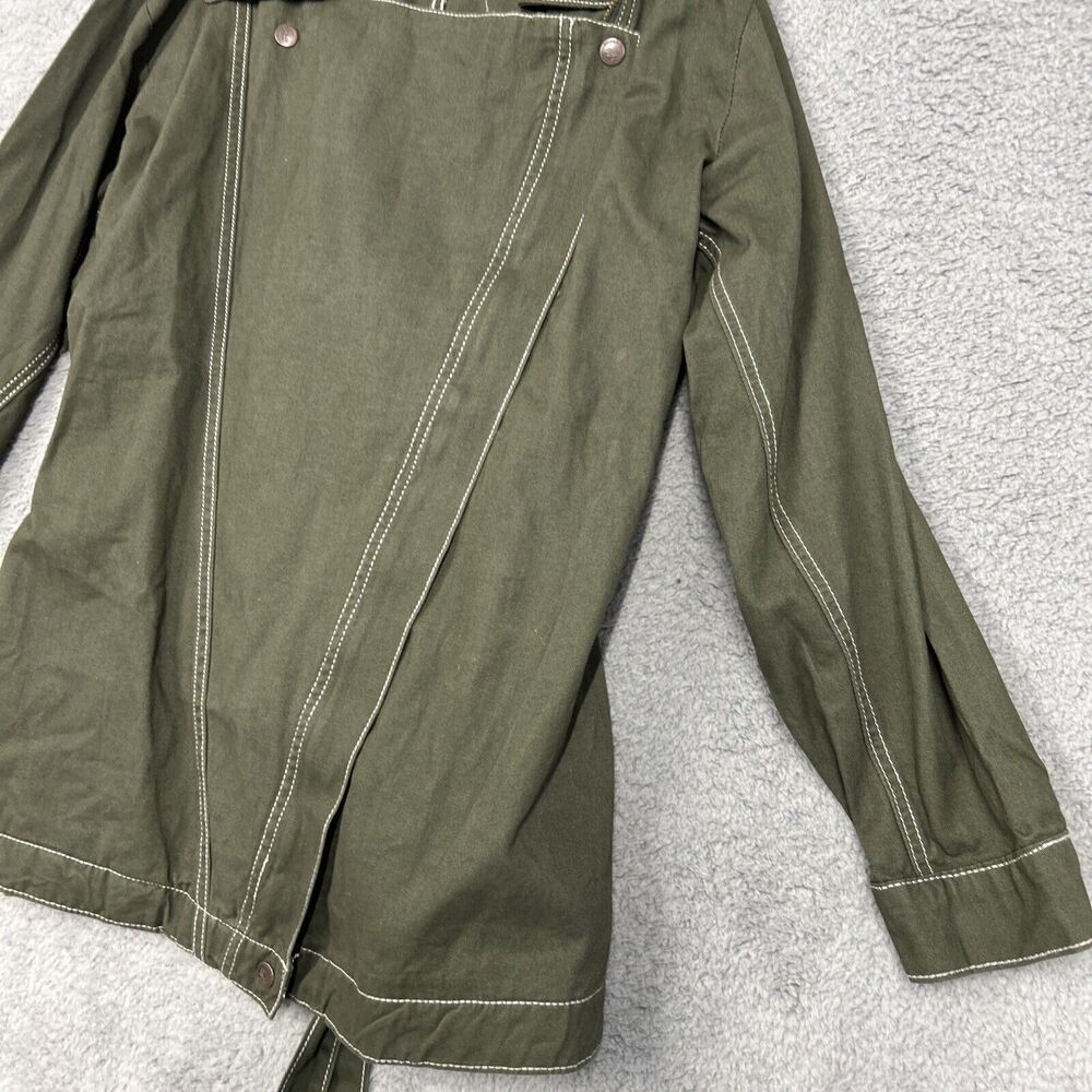 Suzanne Betro Denim Jacket Womens 2XL Olive Green Belted Coat Zip Up - Picture 5 of 16